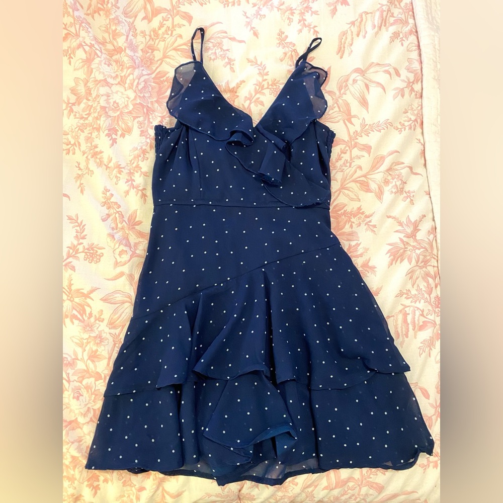 Navy Polkadot Romper